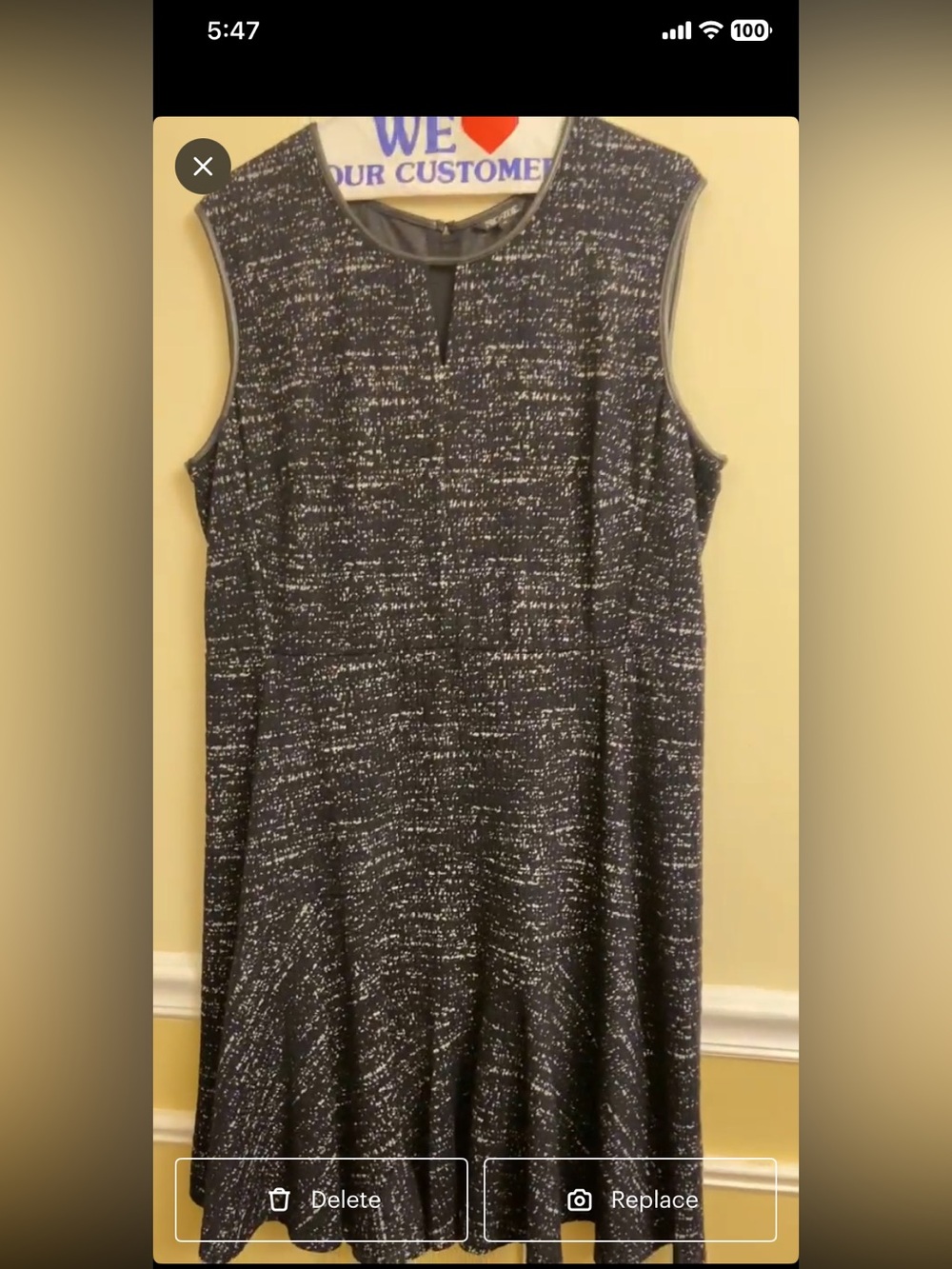 Nic & Zoe Black w/ silver specs w/ leather piping around collar size XL
